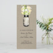 Rustieke Burlap Mason Jar en Wildflowers Programma Programmakaart (Staand voorkant)