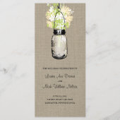 Rustieke Burlap Mason Jar en Wildflowers Programma Programmakaart (Voorkant)