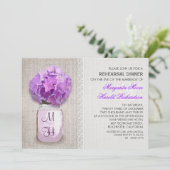 Rustieke Burlap Mason Jar Paarse repetitie diner Kaart (Staand voorkant)