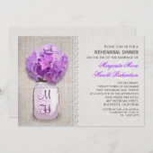 Rustieke Burlap Mason Jar Paarse repetitie diner Kaart (Voorkant / Achterkant)