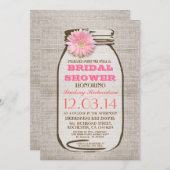 Rustieke Burlap Mason Jar Pink Gerbera Vrijgezelle Kaart (Voorkant / Achterkant)