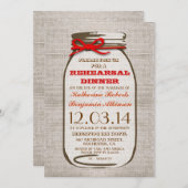 Rustieke Burlap Mason Jar repetitie diner Kaart (Voorkant / Achterkant)