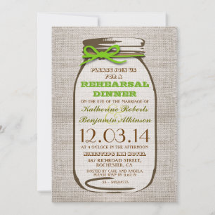 Rustieke Burlap Mason Jar repetitie diner Kaart