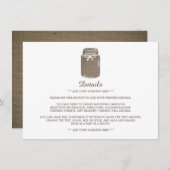 Rustieke Burlap Mason Jar Trouwdetail Informatiekaartje (Voorkant / Achterkant)