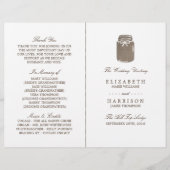 Rustieke Burlap Mason Jar Trouwprogramma (Voorkant)