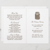 Rustieke Burlap Mason Jar Trouwprogramma (Voorkant / Achterkant)