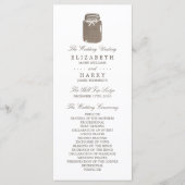 Rustieke Burlap Mason Jar Trouwprogramma Programmakaart (Voorkant)