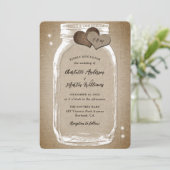 Rustieke  Burlap Mason Jar Wedding Kaart (Staand voorkant)