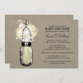 Rustieke Burlap Mason Jar Wildflowers Baby shower Kaart (Voorkant / Achterkant)