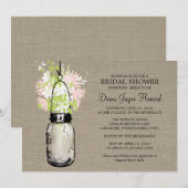 Rustieke Burlap Mason Jar Wildflowers Vrijgezellen Kaart (Voorkant / Achterkant)