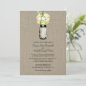 Rustieke Burlap Mason Jar Wildflowers Wedding Kaart (Staand voorkant)