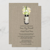 Rustieke Burlap Mason Jar Wildflowers Wedding Kaart (Voorkant / Achterkant)