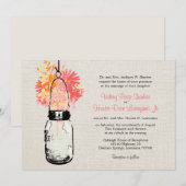 Rustieke Burlap Mason Jar Wildflowers Wedding Kaart (Voorkant / Achterkant)