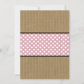 Rustieke Burlap Meisje Koppels Baby Q Sprinkle Sho Kaart (Achterkant)