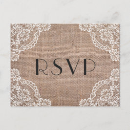 Rustieke Burlap met kanten hoeken | RSVP-Briefkaar Uitnodiging Briefkaart