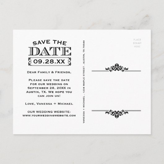 Rustieke Burlap Modern Save the Date Aankondigingskaart (Achterkant)