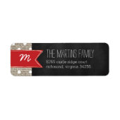 Rustieke Burlap Monogram Adreslabel Etiket (Voorkant)