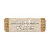 Rustieke Burlap Monogram voor bruiloften Etiket (Voorkant)