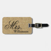 Rustieke Burlap Mrs Travel Bagagelabel Nieuw Weds (Voorkant horizontaal)