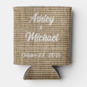 Rustieke Burlap Natuur Pattern Wedding Koelbox Blikjeskoeler (Voorkant)