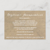 Rustieke Burlap Pijnbomen Winter Receptie Kaart (Achterkant)