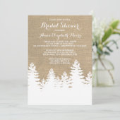 Rustieke Burlap Pijnbomen Winter Vrijgezellenfeest Kaart (Staand voorkant)