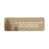 Rustieke Burlap Pine Bomen Winter Bruiloft Labels (Voorkant)