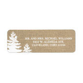 Rustieke Burlap Pine Bomen Winter Bruiloft Labels (Voorkant)