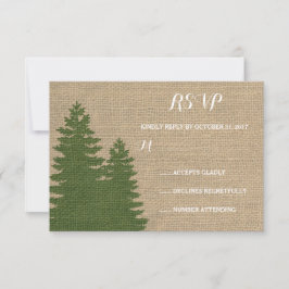 Rustieke Burlap Pine Bomen Winter Bruiloft RSVP Kaartje