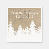 Rustieke Burlap Pine Bomen Winter Bruiloft Servet (Voorkant)