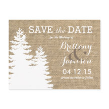 Rustieke Burlap Pine Bomen Winter Save the Date
