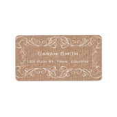 Rustieke Burlap Print Bruiloft Retour RSVP Labels (Voorkant)