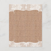 Rustieke Burlap Print & Kant Receptie uitnodiging Informatiekaartje (Achterkant)