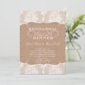 Rustieke Burlap Print & Kant repetitie diner Kaart (Staand voorkant)