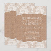 Rustieke Burlap Print & Kant repetitie diner Kaart (Voorkant / Achterkant)