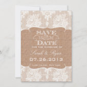 Rustieke Burlap Print & Kant Save the Date (Voorkant)