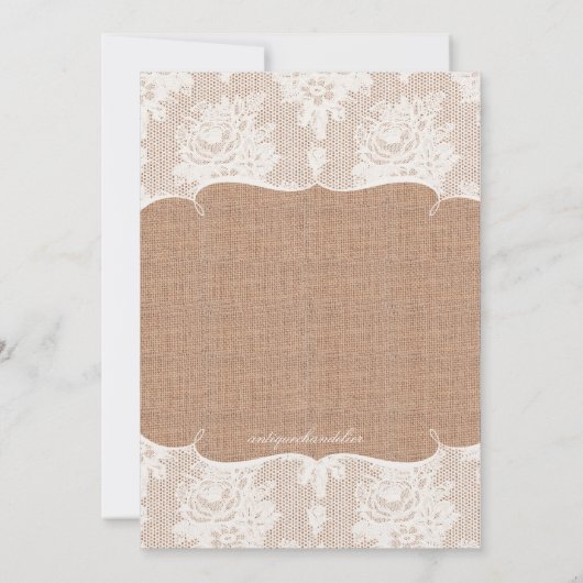Rustieke Burlap Print & Kant Save the Date (Achterkant)