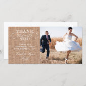 Rustieke Burlap Print trouwfoto dank u kaarten (Voorkant / Achterkant)