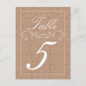 Rustieke Burlap Print Trouwtafel Nummer Kaarten (Voorkant)