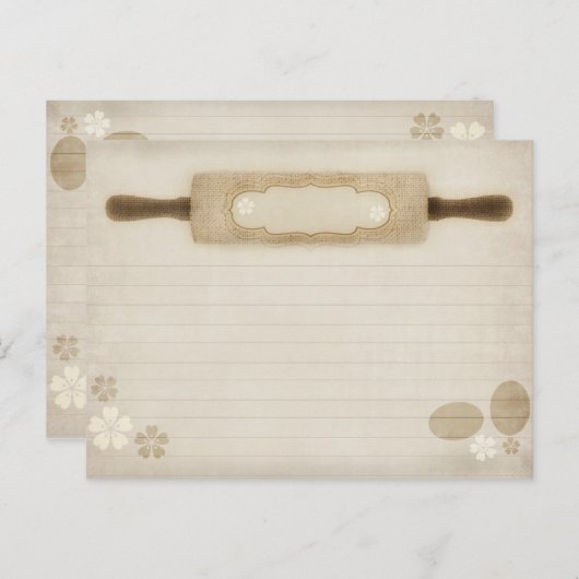  rustieke Burlap Rolling Pin Recept Kaart (Voorkant / Achterkant)