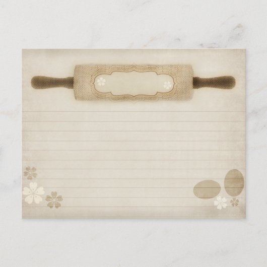 rustieke Burlap Rolling Pin Recept Kaart (Voorkant)