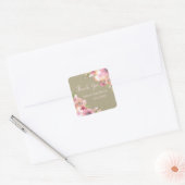 Rustieke Burlap Roze Bloemen Baby shower Dank u Vierkante Sticker (Envelop)