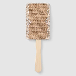 Rustieke Burlap Sack met Witte Kant. Handwaaier