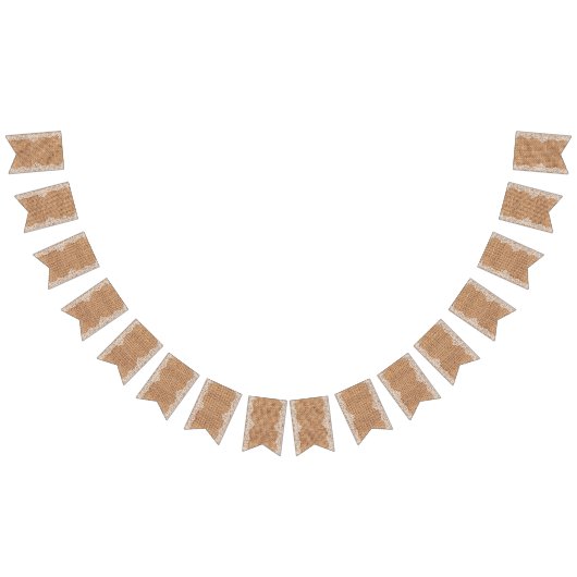 Rustieke Burlap Sack met Witte Kant. Vlaggetjes (Alle)