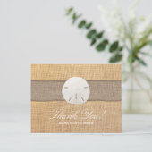 Rustieke Burlap Sand Dollar Bedankt Briefkaart (Staand voorkant)