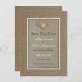 Rustieke Burlap Save the Date Uitnodiging (Voorkant / Achterkant)