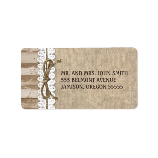 Rustieke Burlap Schuur Houten Twine Adresetiketten Etiket (Voorkant)
