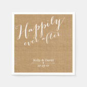 Rustieke Burlap Script nog lang en gelukkig na de  Servetten (Voorkant)