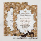 Rustieke Burlap, sneeuwvlokken en herten bruiloft  Kaart (Voorkant / Achterkant)