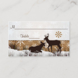 Rustieke Burlap, Sneeuwvlokken & Herten Bruiloft P Plaatskaartje